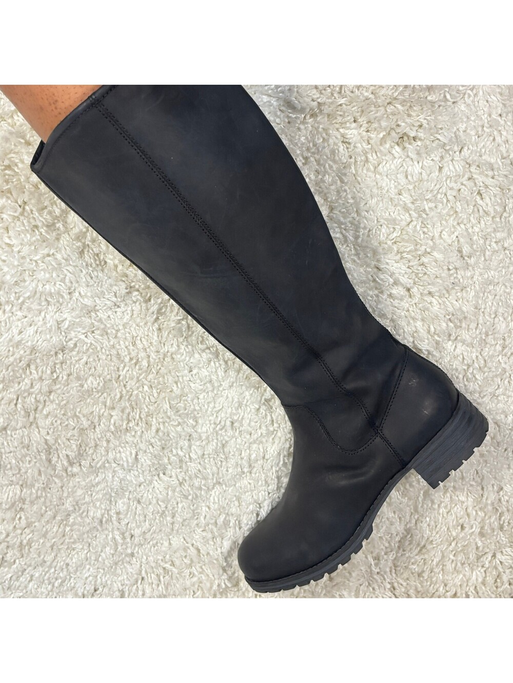 Clarks Leather Knee High Riding Boots Black Comfort Sole Zip Women's 7.5